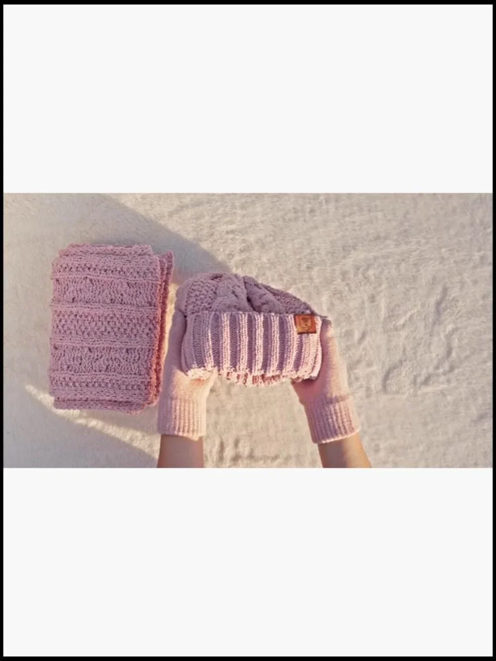 Warm Knit Touchscreen Gloves Set with Scarf and Beanie Hat Women Winter